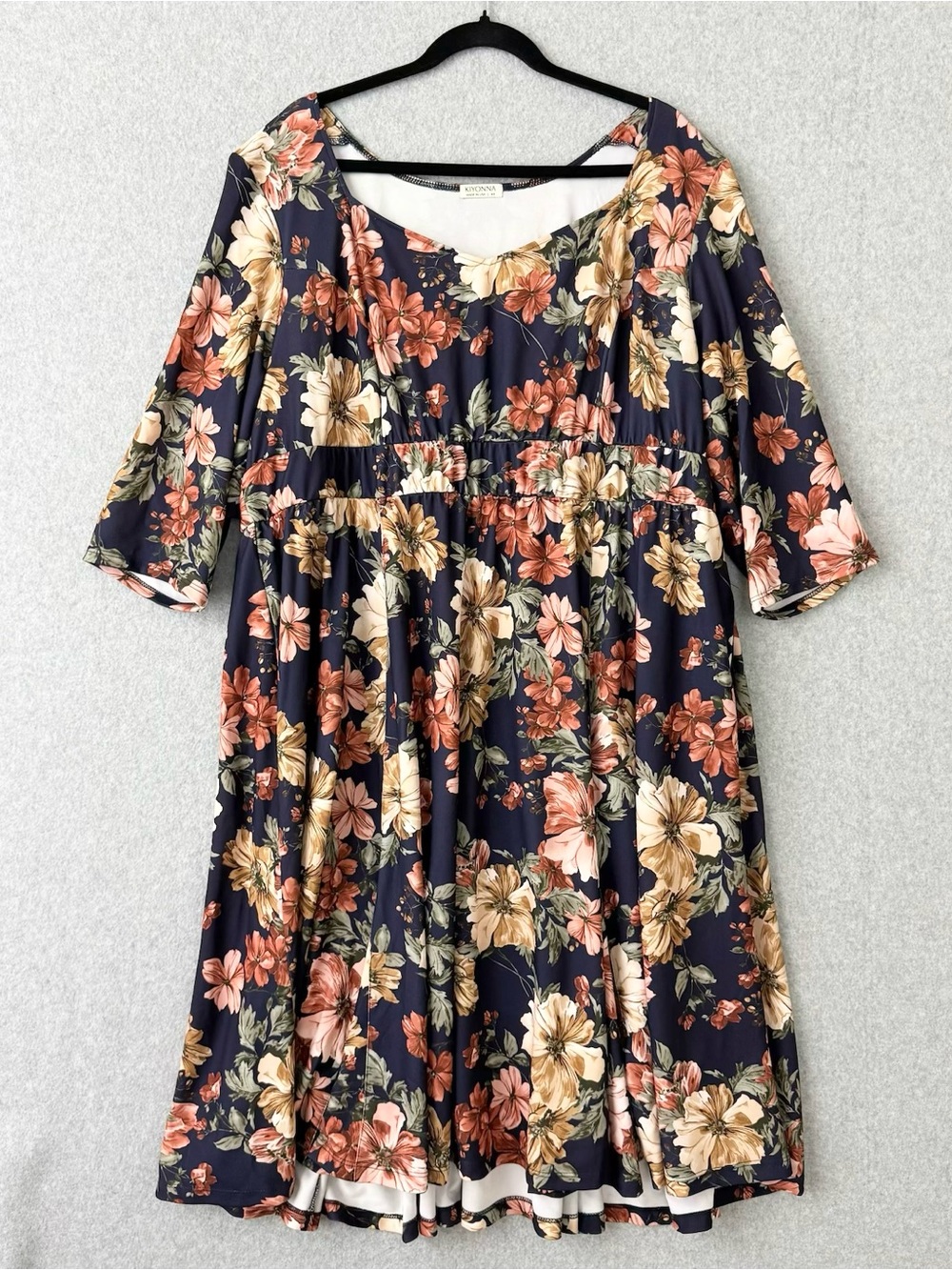 Kiyonna Royal Sweetheart Cocktail Dress Plus Size 4X Floral Autumn Garden NWT